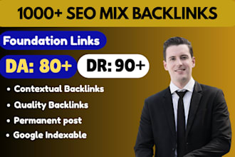 build mix backlinks with a da 50 to 100 for off page SEO