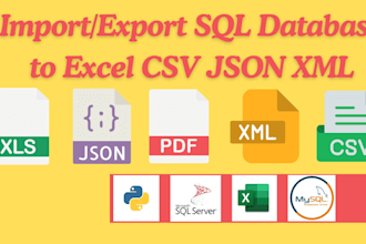 import and export  sql to excel, CSV, json, XML, and versa