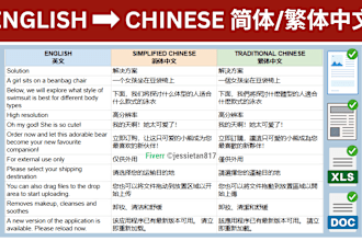 translate english into simplified or traditional chinese