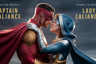 draw amazing couple superhero character