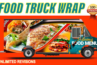 make professional stunning food truck wrap  vehicles, buss, boat, bike wraps