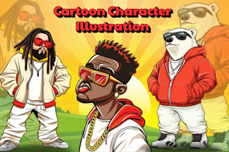 draw cartoon character for illustration, t shirt, logo
