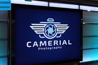 do hand drawn photography camera film logo design