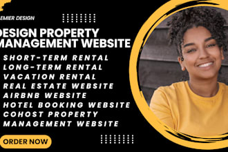 design property management website, vacation rental website, hotel booking