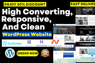 design wordpress website on bluehost, godaddy, hostinger, namecheap