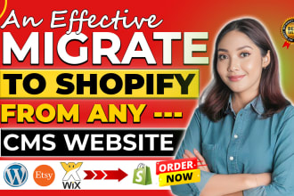 upload, migrate or clone wix website, wordpress website, etsy to shopify store