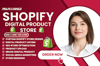 build shopify digital product store design ebook digital planner product upload