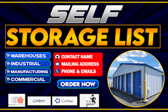 provide self storage properties owner list with skip tracing