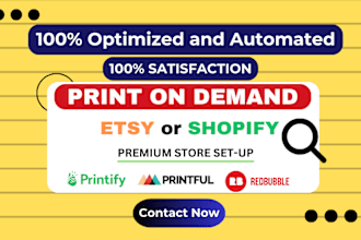 set up etsy shopify print on demand store with printify printful redbubble pod
