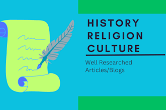 research and write articles about history, religion, and culture