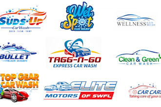 create auto detailing , car wash, car repair and automotive logo