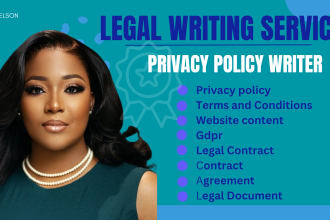 write your privacy policy, legal contract, gdpr, website content, agreements