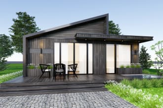 do 3d modeling tiny house and rendering images exterior