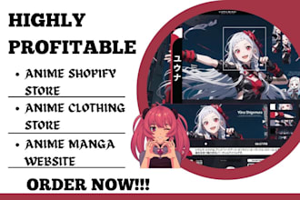 design anime shopify store pod anime clothing store anime manga website
