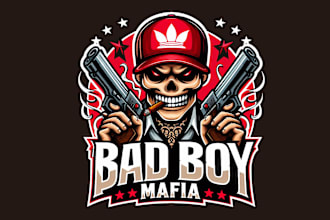 make an amazing bad boy mafia mascot logo with express delivery