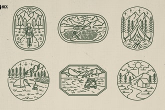create vintage monoline design, illustration for your brand