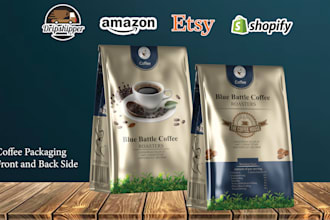 design coffee packaging, coffee label, pouch and bag