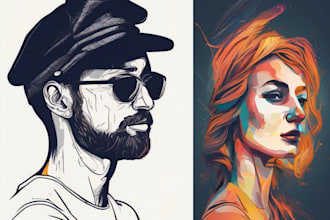 create a face into color vector art portrait