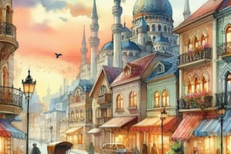 paint realistic landscape watercolor painting illustration