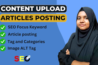 manually upload and SEO optimize articles and blog posts