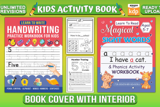 create kids coloring and activity book cover with custom interior for amazon kdp