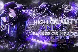 design unique anime banner for youtube, twitch, discord, etc