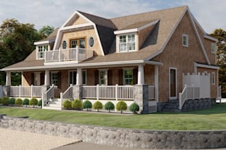 design house exterior with realistic 3d rendering and visualization