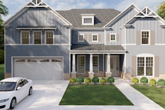 do house design, 3d rendering with walkthrough