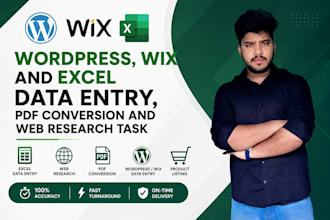 handle wordpress, wix and excel data entry, PDF conversion and web research task