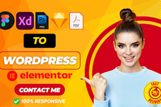 convert PSD and figma to wordpress elementor website