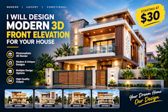 design modern 3d front elevation for your house
