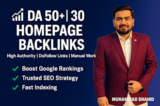 drive organic website traffic with 50 plus high da homepage backlinks