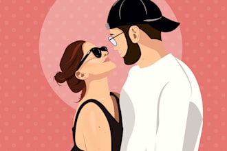 design a cute couple portrait