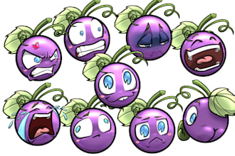 create 6 emojis or stickers for 15 bucks