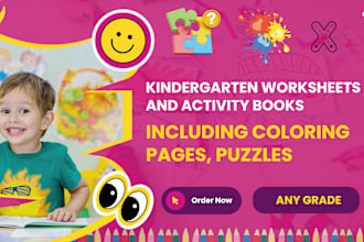 do kindergarten worksheets and activity books including coloring pages, puzzles