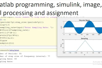 do matlab programming, simulink, image, signal processing and assignment