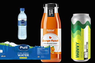 create unique juice label, water bottle label, milk, can, jar label design