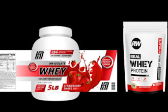 do awesome supplement label design, pre workout, whey protein, supplement label