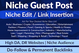 publish niche guest post on high da, DR niche blogs