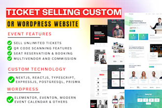 create ticket selling custom or wordpress event website