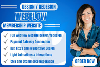 develop webflow website, webflow membership website memberstack, webflow cms