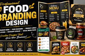 design restaurant menu, food packaging, product labels and whatsapp catalog