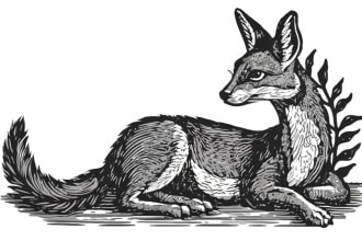 illustrate botanical and animal linocut vector illustration