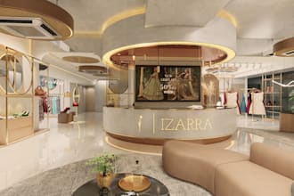 do realistic architectural renderings of commercial space or office interior