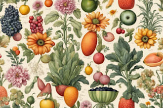 draw your flowers fruits vegetable and botanical plants
