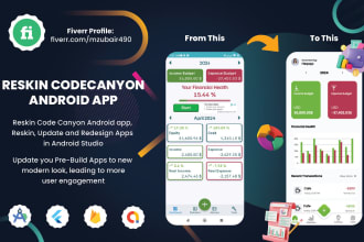 reskin codecanyon android app, reskin app, redesign app in android studio