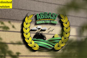 design hand drawn agriculture logo with mockup