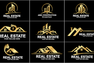 design realtor home construction mortgage roofing property real estate icon logo