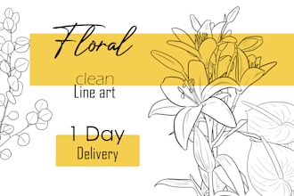 trace a clean line art of floral object with your reference