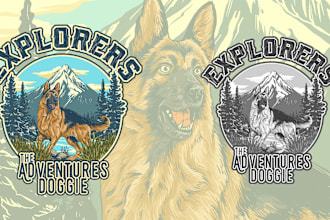 do awesome vintage outdoor logo with hand drawn illustration
